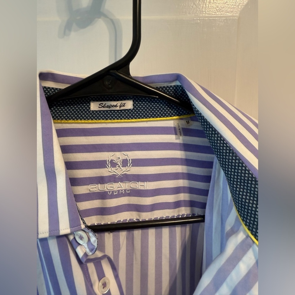 Bugatchi Purple and White Striped Shirt - Picture 3 of 3